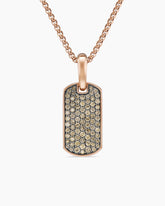 Chevron Tag in 18K Rose Gold with Cognac Diamonds, 21mm